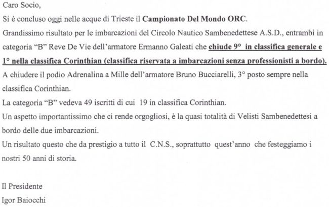 Reve De Vie Di Ermanno Galeati Porta Il Cns Sul Tetto Del Mondo Il